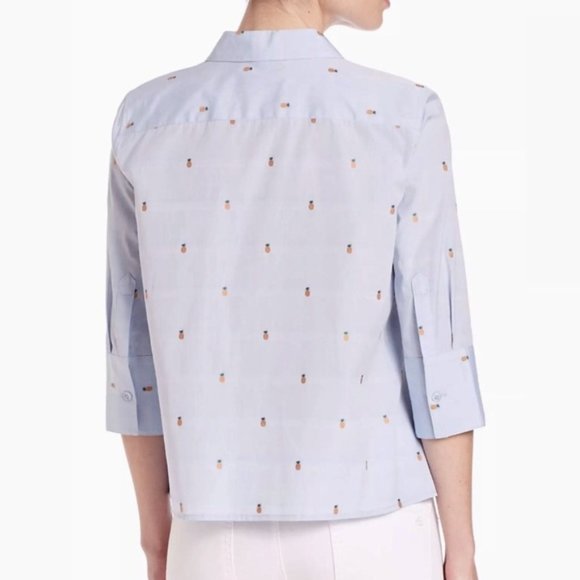 EQUIPMENT ESME LIGHT BLUE PINEAPPLE TOP NWT - Picture 2 of 4